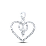 10kt White Gold Womens Round Diamond Heart Pendant 1/3 Cttw