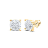 10kt Yellow Gold Womens Round Diamond Cluster Earrings 1/4 Cttw