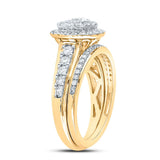 14kt Yellow Gold Round Diamond Bridal Wedding Ring Band Set 1 Cttw