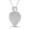 14kt White Gold Womens Round Diamond Charmed Heart Pendant 1 Cttw