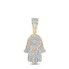 14kt Yellow Gold Mens Round Diamond Hamsa Charm Pendant 7/8 Cttw