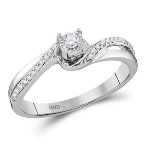 10kt White Gold Round Diamond Solitaire Bridal Wedding Engagement Ring 1/8 Cttw