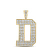 10kt Yellow Gold Mens Round Diamond D Initial Letter Charm Pendant 2-3/8 Cttw