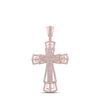 10kt Rose Gold Mens Round Diamond Cross Charm Pendant 2-1/3 Cttw