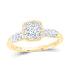 14kt Yellow Gold Womens Round Diamond Square Cluster Ring 1/2 Cttw