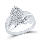 Sterling Silver Womens Round Diamond Cluster Ring 1/8 Cttw