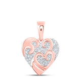 10kt Rose Gold Womens Round Diamond Heart Pendant 1/8 Cttw