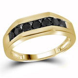 10kt Yellow Gold Mens Round Black Color Enhanced Diamond Wedding Band Ring 1 Cttw