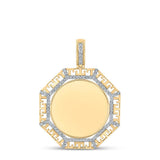 10kt Yellow Gold Mens Round Diamond Picture Memory Octagon Charm Pendant 1/4 Cttw