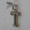 10kt Yellow Gold Mens Round Diamond T Initial Letter Charm Pendant 1-1/2 Cttw
