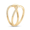 14kt Yellow Gold Womens Round Diamond Negative Space Link Fashion Ring 1/6 Cttw
