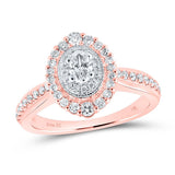14kt Rose Gold Oval Diamond Halo Bridal Wedding Engagement Ring 5/8 Cttw