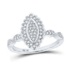 10kt White Gold Womens Round Diamond Oval Cluster Ring 1/4 Cttw