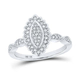 10kt White Gold Womens Round Diamond Oval Cluster Ring 1/4 Cttw