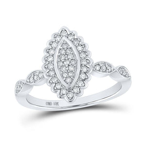 10kt White Gold Womens Round Diamond Oval Cluster Ring 1/4 Cttw