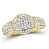 10kt Yellow Gold Womens Round Diamond Circle Frame Cluster Ring 1/5 Cttw