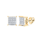 10kt Yellow Gold Womens Round Diamond Square Earrings 1/4 Cttw