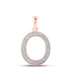 10kt Rose Gold Womens Round Diamond Initial O Letter Pendant 1/10 Cttw