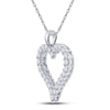 14kt White Gold Womens Round Diamond Outline Heart Pendant 2 Cttw