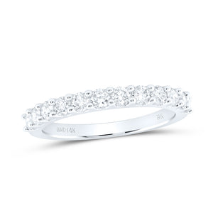 14kt White Gold Womens Round Diamond Wedding Single Row Band 3/4 Cttw