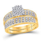 10kt Yellow Gold Round Diamond Bridal Wedding Ring Band Set 1/5 Cttw