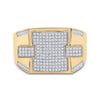 10kt Yellow Gold Mens Round Diamond Square Cluster Ring 3/8 Cttw