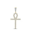 10kt Yellow Gold Mens Round Diamond Ankh Cross Charm Pendant 1/3 Cttw