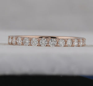 14kt Rose Gold Womens Round Diamond Wedding Single Row Band 1/2 Cttw