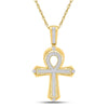 10kt Yellow Gold Mens Round Diamond Ankh Cross Charm Pendant 3/8 Cttw