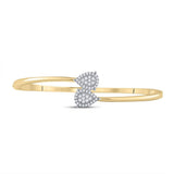 14kt Yellow Gold Womens Round Diamond Bypass Cluster Pear Bracelet 1/2 Cttw