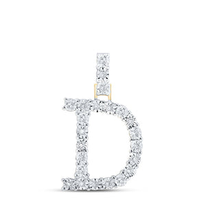 10kt Yellow Gold Womens Round Diamond D Initial Letter Pendant 1/8 Cttw