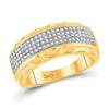 10kt Yellow Gold Mens Round Diamond Scalloped Edge Band Ring 3/8 Cttw