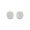 10kt Yellow Gold Round Diamond Circle Cluster Earrings 1/5 Cttw