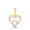 10kt Yellow Gold Womens Round Diamond Heart Pendant 1/10 Cttw