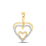 10kt Yellow Gold Womens Round Diamond Heart Pendant 1/10 Cttw