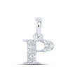 10kt White Gold Womens Round Diamond P Initial Letter Pendant 1/10 Cttw