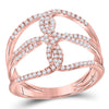 10kt Rose Gold Womens Round Diamond Entwined Negative Space Fashion Ring 1/4 Cttw