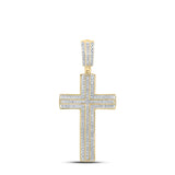 10kt Yellow Gold Mens Round Diamond Cross Charm Pendant 3/8 Cttw