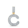 10kt Yellow Gold Mens Baguette Diamond C Initial Letter Pendant 1/2 Cttw