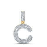 10kt Yellow Gold Mens Baguette Diamond C Initial Letter Pendant 1/2 Cttw