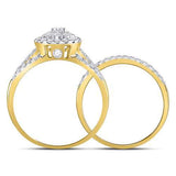 14kt Yellow Gold Round Diamond Bridal Wedding Ring Band Set 1 Cttw