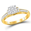 10kt Yellow Gold Round Diamond Cluster Bridal Wedding Engagement Ring 1/2 Cttw