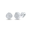 10kt White Gold Round Diamond Cluster Earrings 1/3 Cttw