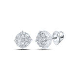 10kt White Gold Round Diamond Cluster Earrings 1/3 Cttw