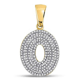 10kt Yellow Gold Mens Round Diamond Letter O Bubble Initial Charm Pendant 5/8 Cttw