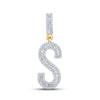 14kt Yellow Gold Mens Baguette Diamond S Initial Letter Charm Pendant 3/4 Cttw