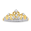 10kt Yellow Gold Womens Round Diamond Tiara Crown Band Ring 1/5 Cttw