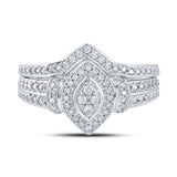 10kt White Gold Round Diamond Bridal Wedding Ring Band Set 1/5 Cttw