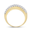 14kt Yellow Gold Mens Round Diamond Pave Band Ring 1-1/2 Cttw