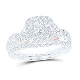14kt Two-tone Gold Princess Diamond Bridal Wedding Ring Band Set 1-1/4 Cttw